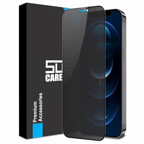 Image of SupCares Privacy Tempered Glass for iPhone 12 Pro Max (6.7 Inch) With Installation Kit | Military-Grade Gorilla Screen Protector | Edge to Edge Coverage | Black