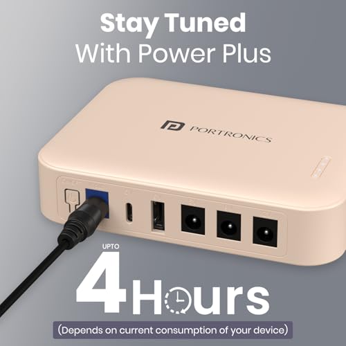 Image of Portronics Kinectic 8K Mini UPS for WiFi Router Broadband Modem 12V Router UPS up to 2A, 5 Hours Playback, 2 x 4000mAh Battery, Type C /USB-A /DC Pin Output Ports, UPS Power Backup During Power Cuts