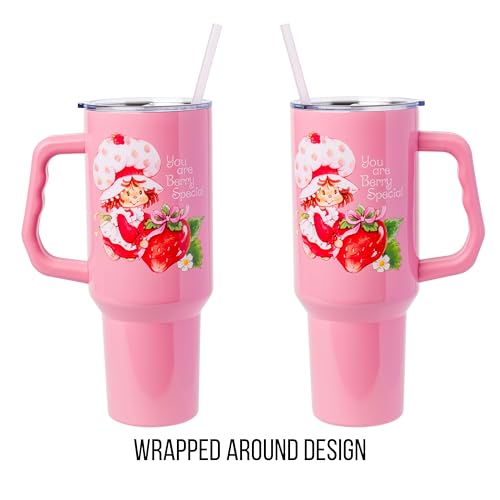 Image of Silver Buffalo Strawberry Shortcake inchYou are Berry Special inch Stainless Steel Tumbler with Handle, Fits in Standard Cup Holder, 40 Ounces