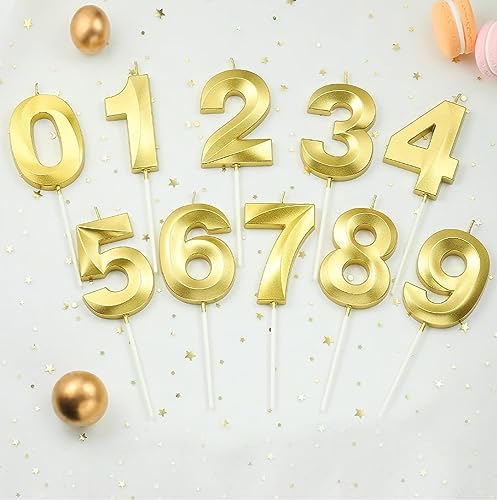 Image of Number 25 Cake Decoration Candles 3 inch for Birthday, Anniversary Celebration, Theme Party Decoration Gold (Number 25 or 52)