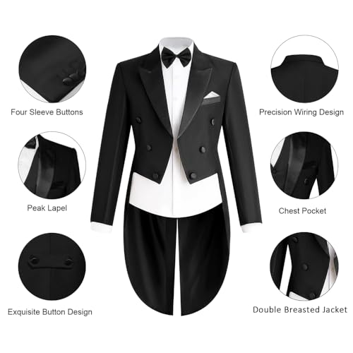 Men's Tailcoat Suit，Mens Suits 2 Piece Slim Fit Single Breasted Swallow Tail Coat for Proms,Concert,Wedding2