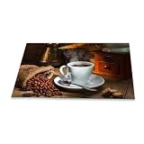 Placa para cubrir vitrocer&aacute;mica, 1 pieza, 90 x 52 cm, granos de caf&eacute;, color blanco,...