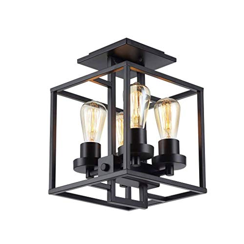 Plafonnier LED carré pour remplacer un éclairage terne par un lustre industriel en verre