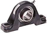 Timken SAS1/2 Ball Bearing Pillow Block, 2 Bolt Holes, Relubricatable, Non-Expansion, Cast Iron, Setscrew Locking Collar, Steel Insert, Inch, 1/2
