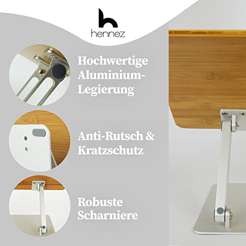 Hennez Laptop Ständer aus Holz mit höhenverstellbarem Design