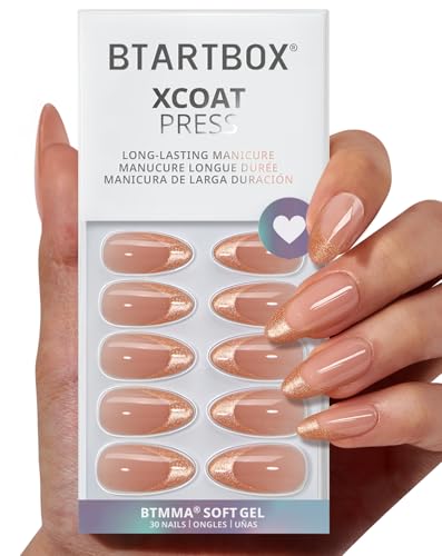 BTArtbox Press On Nails Medium - Golden Age, Lamp-Curable Almond ...