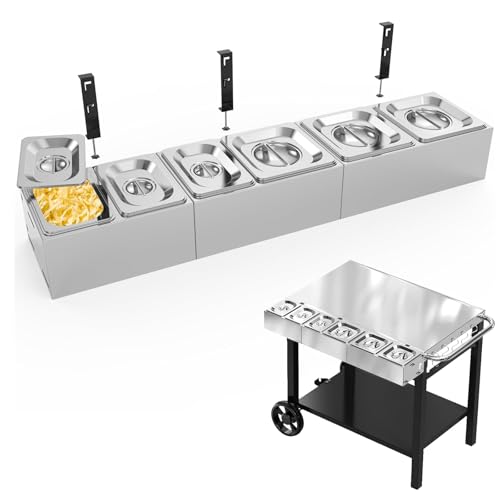 Denmay Pizza Zutatenbehälter Edelstahl Behälter mit Deckel Beilagenbehälter für Grill & Küche Edelstahl Pizza Zubehör 6 Stück