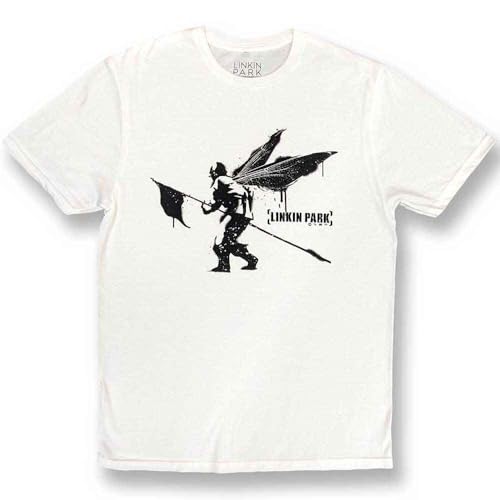 T-shirt Linkin Park Street Soldier blanc en coton de style rock urbain