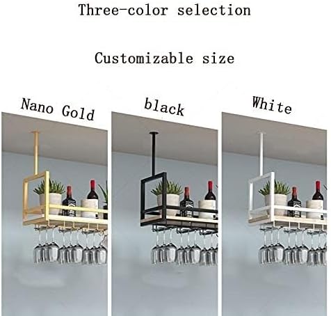 Ceiling Mounted Hanging Shelf with Glass Rack, Iron Storage Rack for Kitchen Bar Living Room, 60–140cm Sizes(80 * 30 * 60cm(31 * 12 * 24 in))