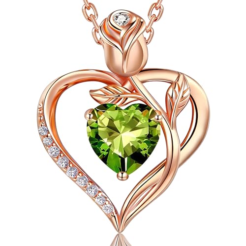 Image of Heart Birthstone Necklace for Women I Love You