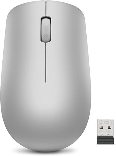 Lenovo 530 Wireless Mouse (Platinum Grey): Ambidextrous, Ergonomic Mouse, Up to 8 Million clicks for Left and Right Buttons, Optical Sensor 1200…
