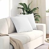 NiuBIKeLasI Set aus 2 weißen Sofakissen 50 x 50 cm mit abnehmbaren Bezügen, bequemes Sitzauflage, ergonomisch, geeignet für Wohnbereich Schlafzimmer Home Office Innenbereich strapazierfähiger Gewebe