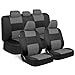 BDK OS-309-GR_kam PolyPro Black Covers with Gray Accents, Set - Easy to Install Front and Rear Bench Seat Protectors with Full Coverage for Car Truck Van and SUV