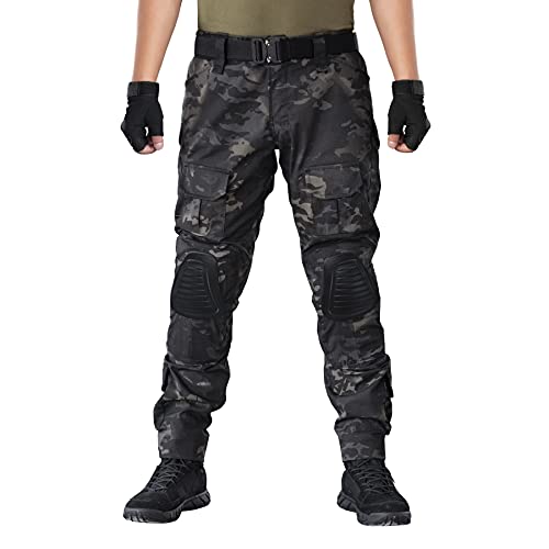 IDOGEAR Tactical Combat Pants Men with Knee Pads Military Hiking Work Pants Airsoft Paintball Shooting Outdoor Apparel
