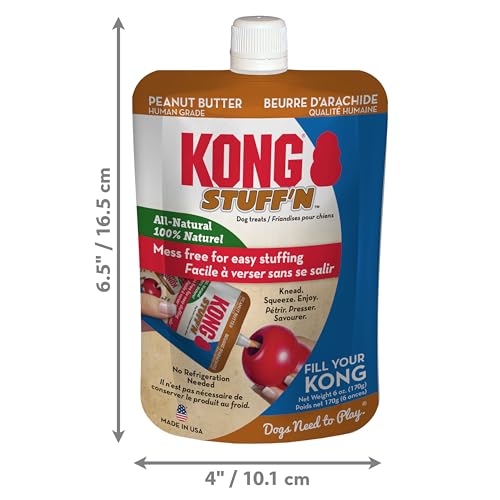 KONG Stuff'N All-Natural Erdnussbutter - Mess-Free Düse zum einfachen Füllen von KONG Hundespielzeug - 170g