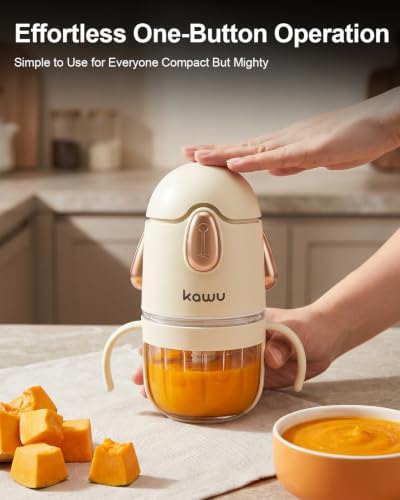 Kawu Mini Food Chopper, 200W Baby Food Maker, BPA‑Free Mini Blender & Food Processor, 300ml Dual Cups Portable Blender with 2 Sets of 12-page Stainless Steel Blades - Image 6