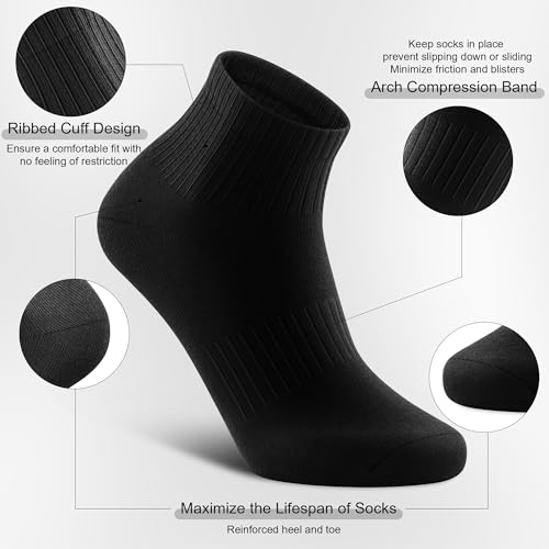 Image of Airacker Athletic Quarter Socks with Cushion Running Ankle Socks for Men Women 6 Pairs