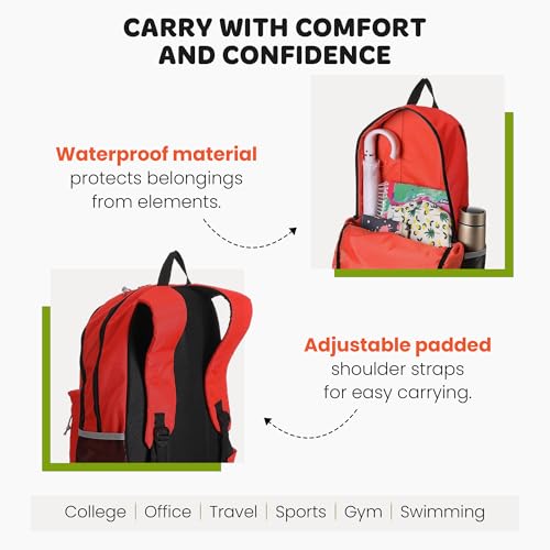 Mintra Office Backpack, Water-resistant Everyday Bag with Adjustable Straps, Unisex Backpack for Travel, College, Multi-Compartments with Secure Zippers, Orange, 10L Mini, 10" W x 9.84" H3