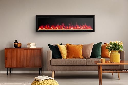 Napoleon Entice 60 - NEFL60CFH - Wall Hanging Electric Fireplace, 60-in, Black, Glass Front, Glass Crystal Ember Bed, Multiple Flame Colors, Remote Included - Image 2
