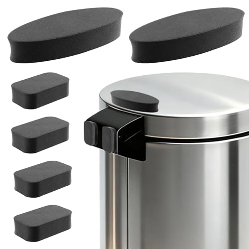 JTJEI 6 Pack Trash Can Wall Guard Bumpers, Adhesive Wall Protector for Round & Square Garbage Cans No Drill Backing for Kitchen, Bathroom, Office (Black)
