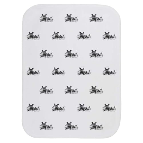 Azeeda 'French Bulldog with Butterflies' Baby Burp/Wash Cloth (BC00031662)