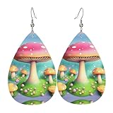 Matériau : ces magnifiques boucles d'oreilles en cuir imprimé petits champignons sont fabriquées en PVC léger et associées à des crochets texturés plaqués argent. Ils sont confortables et légers à porter, avec une texture délicate qui dure et est belle. Profitez de la liberté et du confort tout au long de la journée.