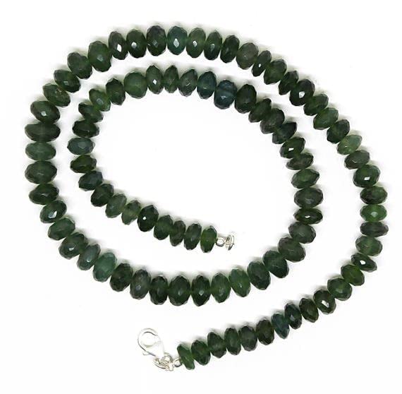 Serpentine verte naturelle rare de 215 carats en perles rondelles facettées LKBEADS