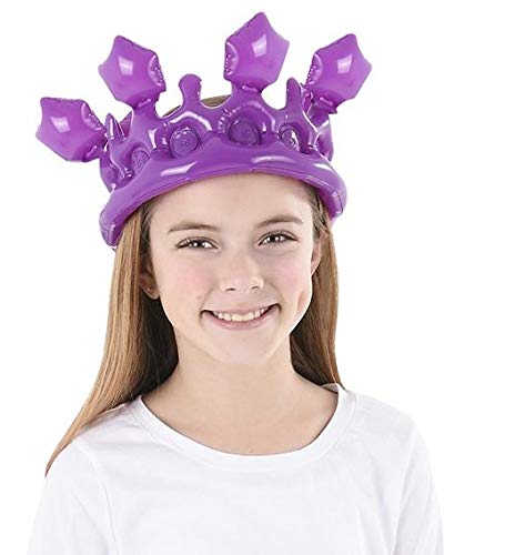 Zugar Land Colorful Inflatable Crowns (4 Pack - One of Each Color) for Kids or Small Adults. Be a Princess, Queen, King