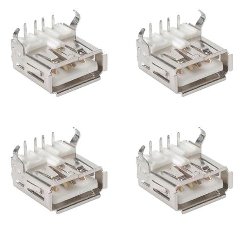 HeyNana Connettori USB A Femmina a 90 Gradi per PCB, 4 Pezzi, Montaggio Superficiale