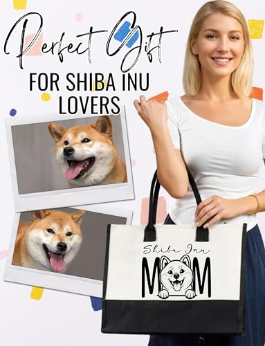Bolso tote de lona con diseño de Shiba Inu de InnoBeta, con cremallera superior y correa para hombro, ideal para cumpleaños, Día de la Madre y Navidad miniatura 3