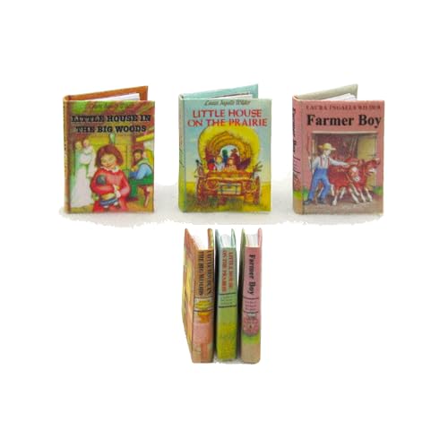 3 Pc Miniature 1:12 Scale Illustrated Readable Dollhouse Accessory Book Set Little House on The Prairie By Little Things of Interest