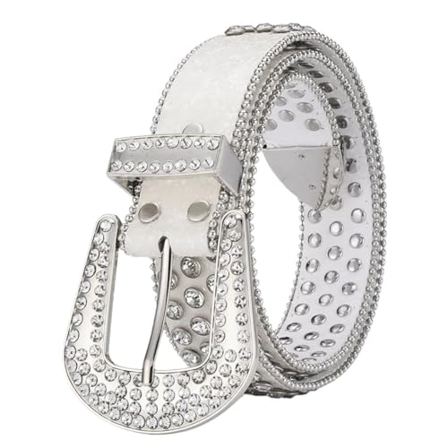 Women’S Casual Belt With Goth Rhinestones PU Leather Strap Western Y2K Fashion Style For Jeans