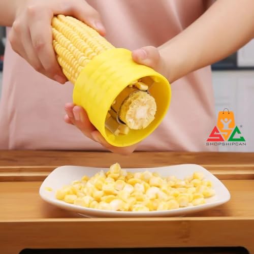 Image of Corn Peeler, Stainless Steel Corn Cutter & Kernel Remover, Manual Circular Thresher, Portable Kitchen Gadget with Hand Protector, Easy Corn Stripping Tool for Home & Cooking
