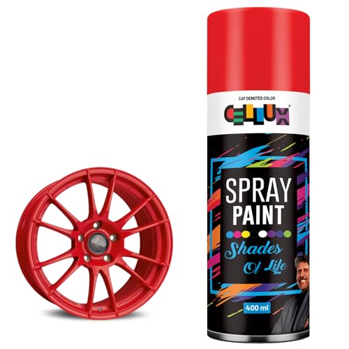 Image of Cellux 2X Ultra Cover Orange-Red Spray Paint | DIY, Quick Drying with Premium Gloss Finish for Metal, Wood, Wall & other Surfaces - 400 ML
