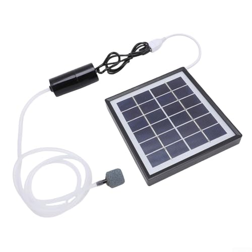Oniissy Bomba de oxígeno solar USB de 10 W para hábitats acuáticos, operación automática, aireador monocristalino de estanque al aire libre para peceras y estanques (negro)