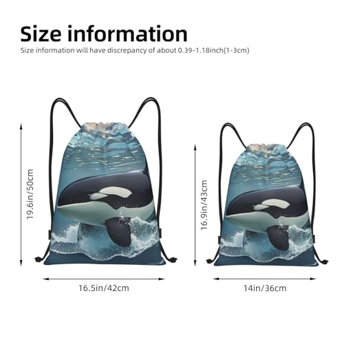 Drawstring Backpack Waterproof String Bag Orca Killer Whale Sport Gym Sackpack Cinch Sack for Yoga Travel3