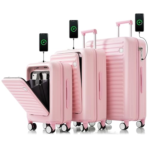 Merax 3 Piece Luggage Set Spinner Hardshell Lightweight TSA Lock and USB Port