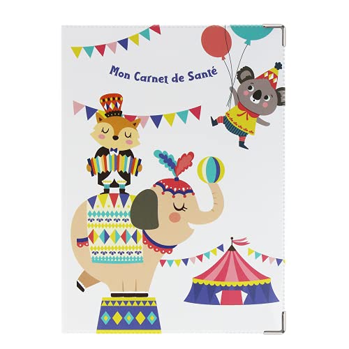 Color Pop Protège carnet de santé enfant – Fabrication Française – pvc imprimé – Pour carnet de santé, ordonnance- 22 x 16 cm (Imprimé Cirque)