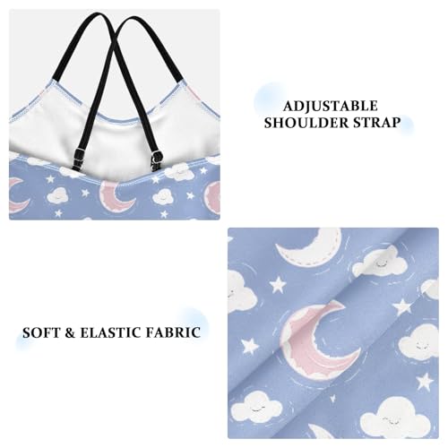 senya Girls Swimsuits One-Piece Swimwear Tie Bathing Suit Beach Summer Round Neck 9-10T Cute Moon Cloud Pattern3