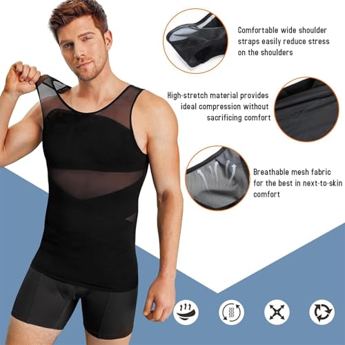 Sculptcore - Shaper Vest 2.0, Sculptcore Men's Body Shaper, Men's Compression Shirt Body Shaper Vest Workout Tank Tops4