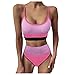 SSLLH Bikini Set Damen Sexy U Ausschnitt Zweiteiliger Badeanzug Fitness sportliche Bademode für Frauen Hohe Taille Sportlich Bademode Spaghetti-Träger Bademode Mode Kontrastfarbe Patchwork Strandmode