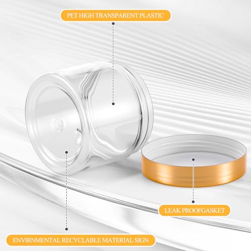 SATINIOR 36 Pieces 1 oz Plastic Jars with Lids Wide Mouth Airtight Reusable Container Acrylic Cosmetic Small Jars for Lotions Ointments Travel Toiletries Creams Make up Storage(Gold)3