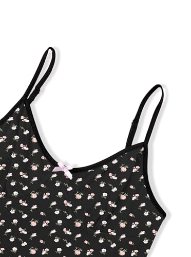 Image of Hilinker Womens Graphic Print Ribbed PJ Set Crop Cami Tops and Shorts Cute Pajamas Set
