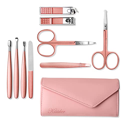 Nail Care Kit Manicure Set - 9 Pcs Rose Gold Martensitic Stainless Steel Nail Kit, Suitable For Home, Workplace, Outdoor Travel, Gift Giving, Beauty Salon.nail Care Tools With Pink Leather Bag #TOP4