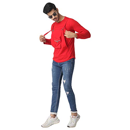 Image of Black Collection Solid Men Dungaree Style Full Sleeve T-Shirt