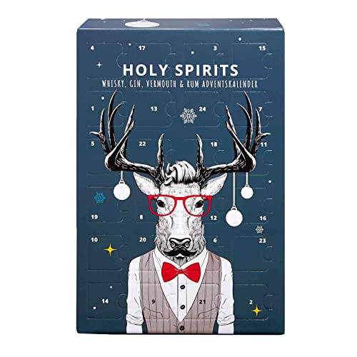 Spirituosen Adventskalender Holy Spirits, 24x Premium Gin Whisky Vermouth à 20ml, Tasting Probier Set und Geschenk