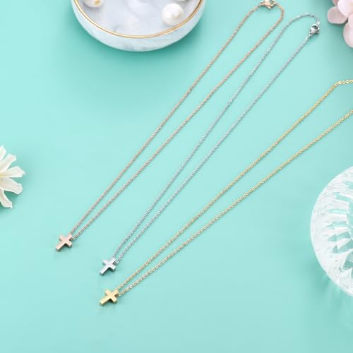 Minimalist Small Cross Pendant Necklace for Women, Stainless Steel Religious Jewelry, Dainty Christian Necklace, Simple Elegant Cross Necklace, Gift for Her2