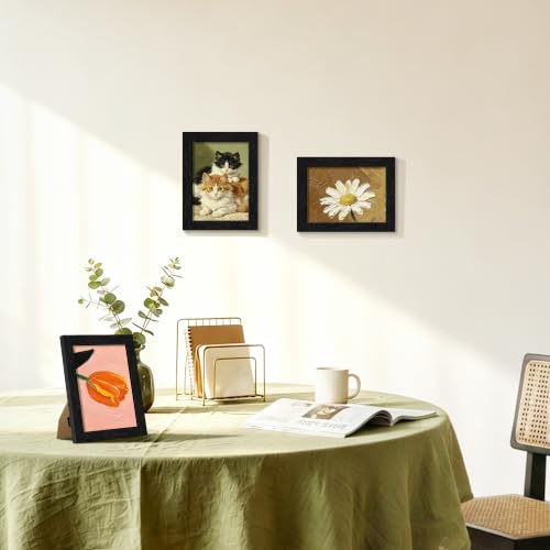 Image of 5x7 Picture Frame Set of 5, Solid Wood Frames, Black Woodgrain