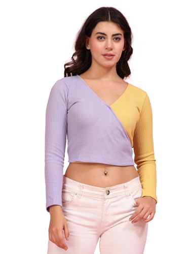 Image of Rigo Casual Wear V Neck Rib Knit Top for Women | Slim Fit Long Sleeves Western Tops for Women