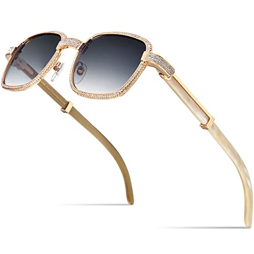 HEPIDEM 100% Really Buffalo Horn Luxury 720pcs Diamonds Buffs Sunglasses 7550180